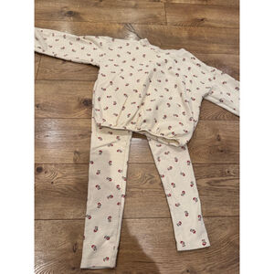 Girls Rylee + Cru Matching Set 6/7 Y Beige Red Floral